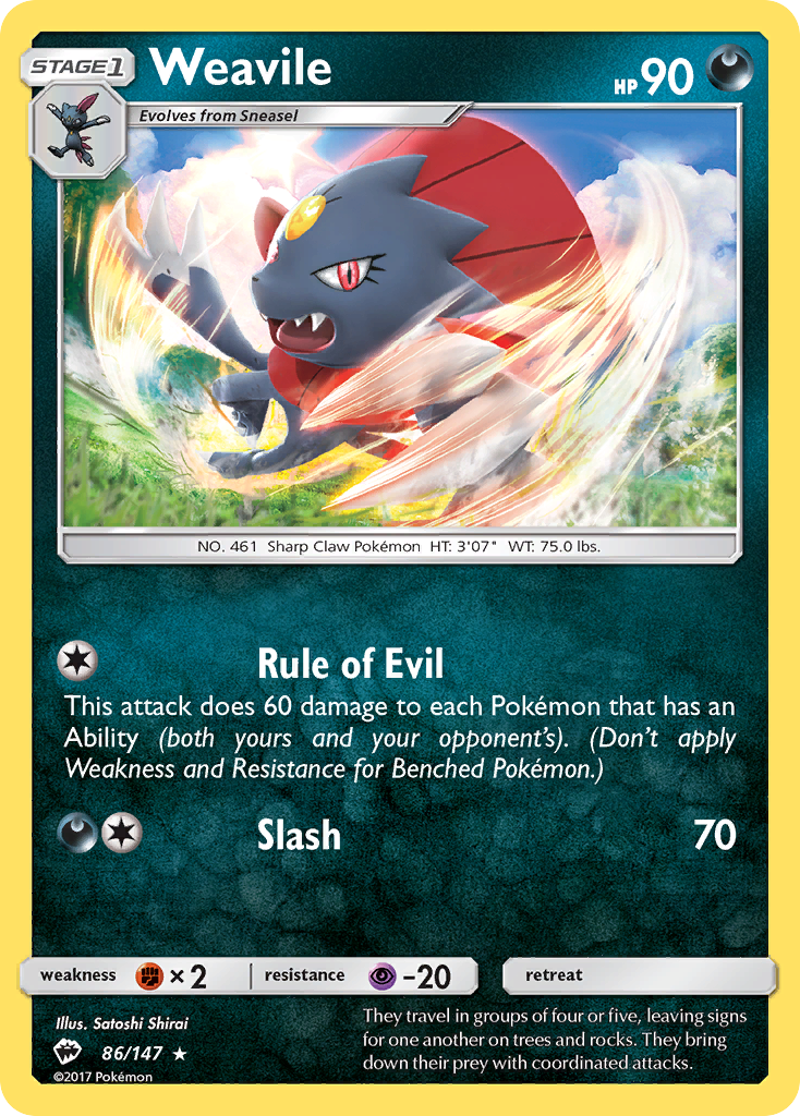 Weavile (86/147) [Sun & Moon: Burning Shadows] - The Mythic Store | 24h Order Processing