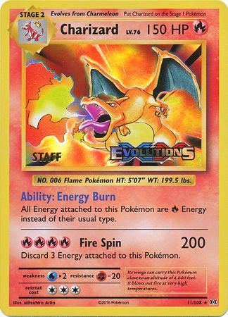 Charizard (11/108) (XY Evolutions Staff Prerelease) [XY: Black Star Promos] - The Mythic Store | 24h Order Processing