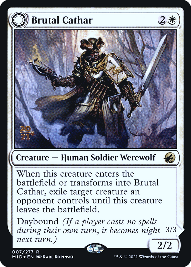 Brutal Cathar // Moonrage Brute [Innistrad: Midnight Hunt Prerelease Promos] - The Mythic Store | 24h Order Processing