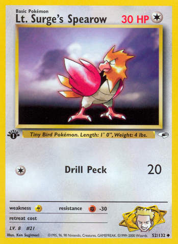 Lt. Surge's Spearow (52/132) [Gym Heroes 1st Edition] - The Mythic Store | 24h Order Processing