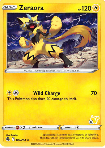 Zeraora (102/264) (Pikachu Stamp #5) [Battle Academy 2022] - The Mythic Store | 24h Order Processing