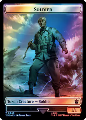 Soldier // Dinosaur Double-Sided Token (Surge Foil) [Doctor Who Tokens] - The Mythic Store | 24h Order Processing