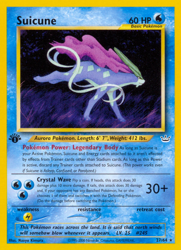 Suicune (27/64) [Neo Revelation 1st Edition] - The Mythic Store | 24h Order Processing