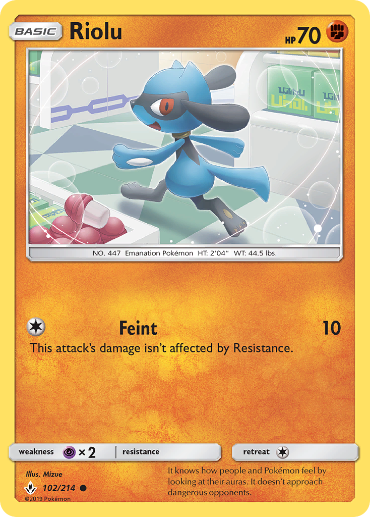 Riolu (102/214) [Sun & Moon: Unbroken Bonds] - The Mythic Store | 24h Order Processing