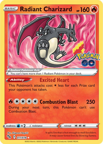 Radiant Charizard (011/078) [Pokémon GO] - The Mythic Store | 24h Order Processing