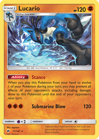 Lucario (71/147) [Sun & Moon: Burning Shadows] - The Mythic Store | 24h Order Processing
