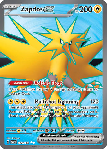 Zapdos ex (192/165) [Scarlet & Violet 151] - The Mythic Store | 24h Order Processing