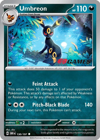 Umbreon (130/197) (EBGames Exclusive) [Scarlet & Violet: Obsidian Flames] - The Mythic Store | 24h Order Processing
