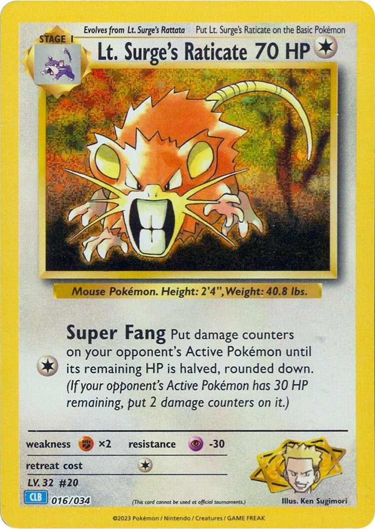 Lt. Surge's Raticate [Trading Card Game Classic] - The Mythic Store | 24h Order Processing