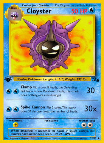 Cloyster (32/62) [Fossil 1st Edition] - The Mythic Store | 24h Order Processing