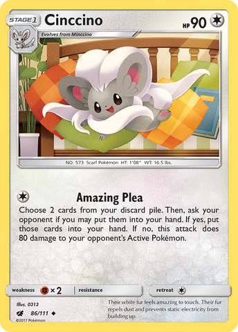 Cinccino (86/111) [Sun & Moon: Crimson Invasion] - The Mythic Store | 24h Order Processing