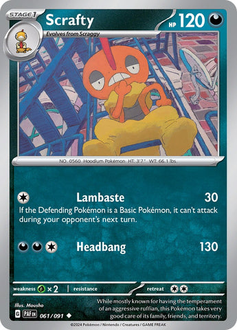 Scrafty (061/091) [Scarlet & Violet: Paldean Fates] - The Mythic Store | 24h Order Processing