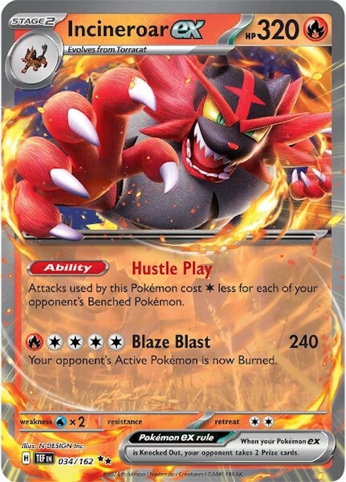 Incineroar ex (034/162) [Scarlet & Violet: Temporal Forces] - The Mythic Store | 24h Order Processing