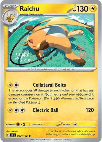 Raichu (052/162) [Scarlet & Violet: Temporal Forces] - The Mythic Store | 24h Order Processing