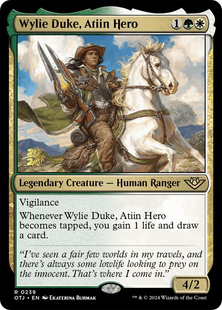 Wylie Duke, Atiin Hero [Outlaws of Thunder Junction Prerelease Promos] - The Mythic Store | 24h Order Processing