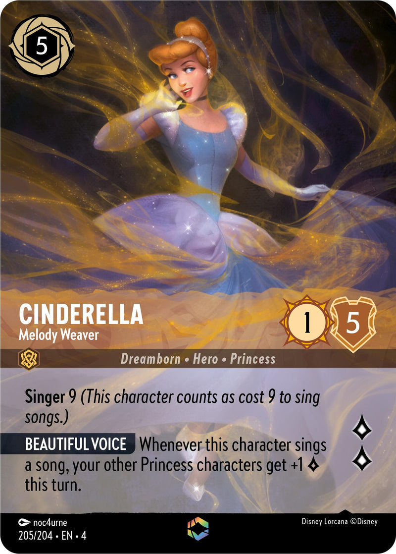 Cinderella - Melody Weaver (Enchanted) (205/204) [Ursula's Return] - The Mythic Store | 24h Order Processing