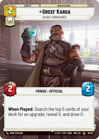 Greef Karga - Affable Commissioner (08/20) (Hyperspace) (08/20) [Shadows of the Galaxy: Weekly Play] - The Mythic Store | 24h Order Processing