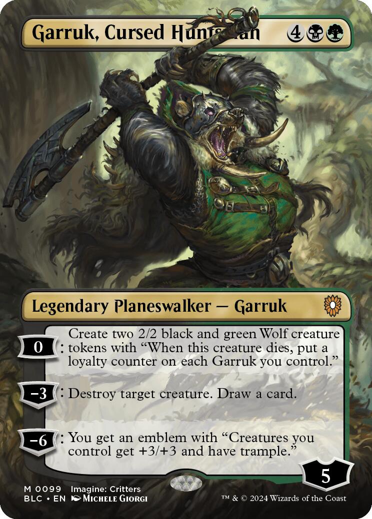 Garruk, Cursed Huntsman (Borderless) [Bloomburrow Commander] - The Mythic Store | 24h Order Processing