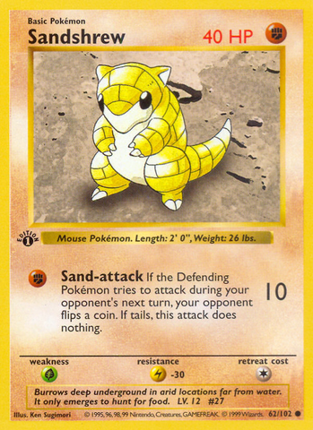 Sandshrew (62/102) (Shadowless) [Base Set 1st Edition] - The Mythic Store | 24h Order Processing