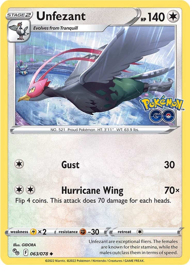 Unfezant (063/078) [Pokémon GO] - The Mythic Store | 24h Order Processing