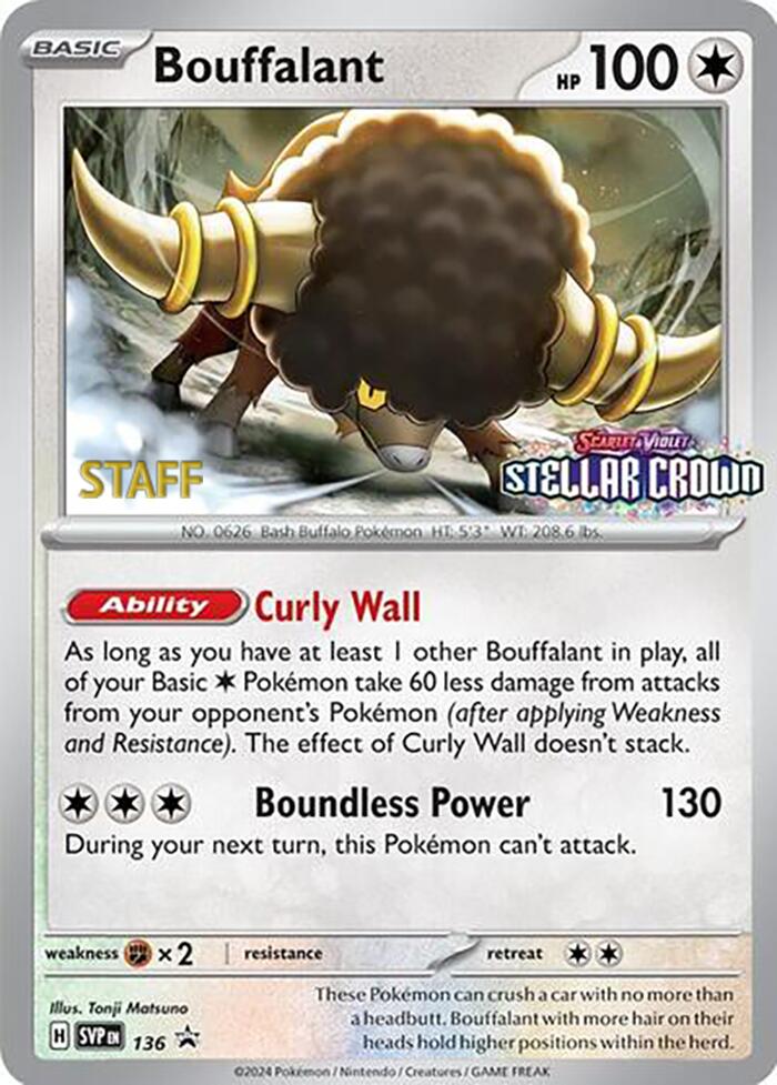 Bouffalant (136) (Staff Promo) [Scarlet & Violet: Black Star Promos] - The Mythic Store | 24h Order Processing