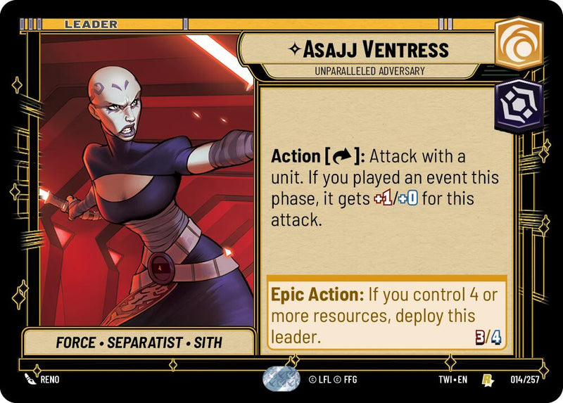 Asajj Ventress - Unparalleled Adversart (014/257) [Twilight of the Republic] - The Mythic Store | 24h Order Processing