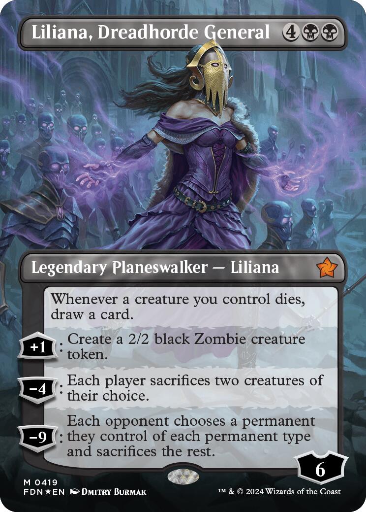 Liliana, Dreadhorde General (Borderless) (Mana Foil) [Foundations] - The Mythic Store | 24h Order Processing