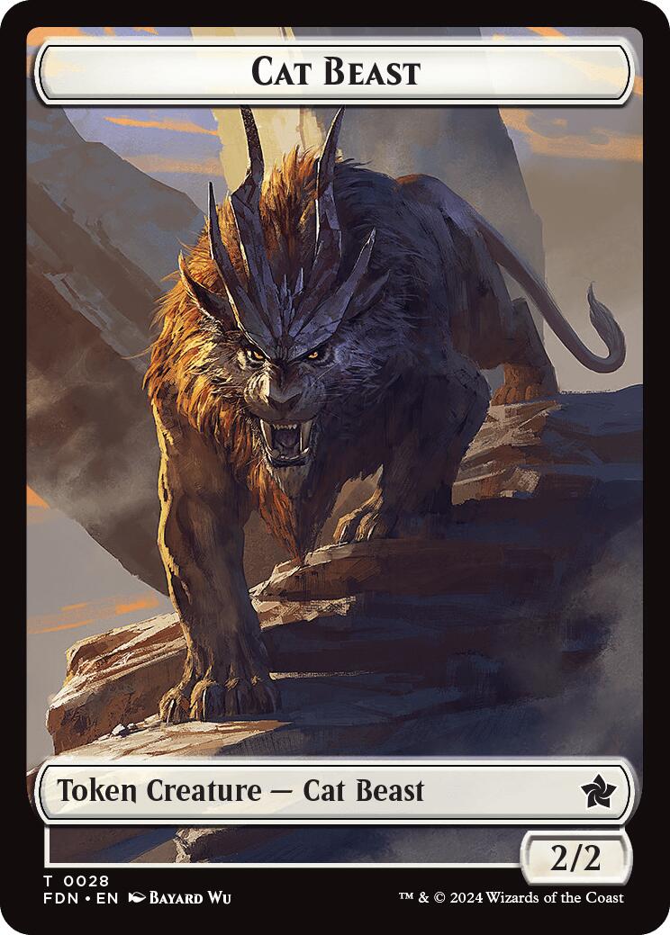 Cat Beast // Dragon (0017) Double-Sided Token [Foundations Tokens] - The Mythic Store | 24h Order Processing
