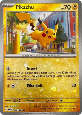 Pikachu (018/091) (Reverse Cosmos Holo) [Scarlet & Violet: Paldean Fates] - The Mythic Store | 24h Order Processing