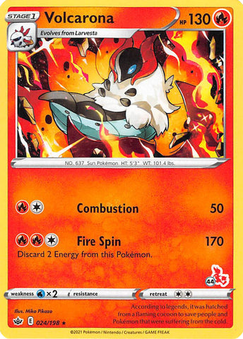 Volcarona (24/198) (Cinderace Stamp #44) [Battle Academy 2022] - The Mythic Store | 24h Order Processing