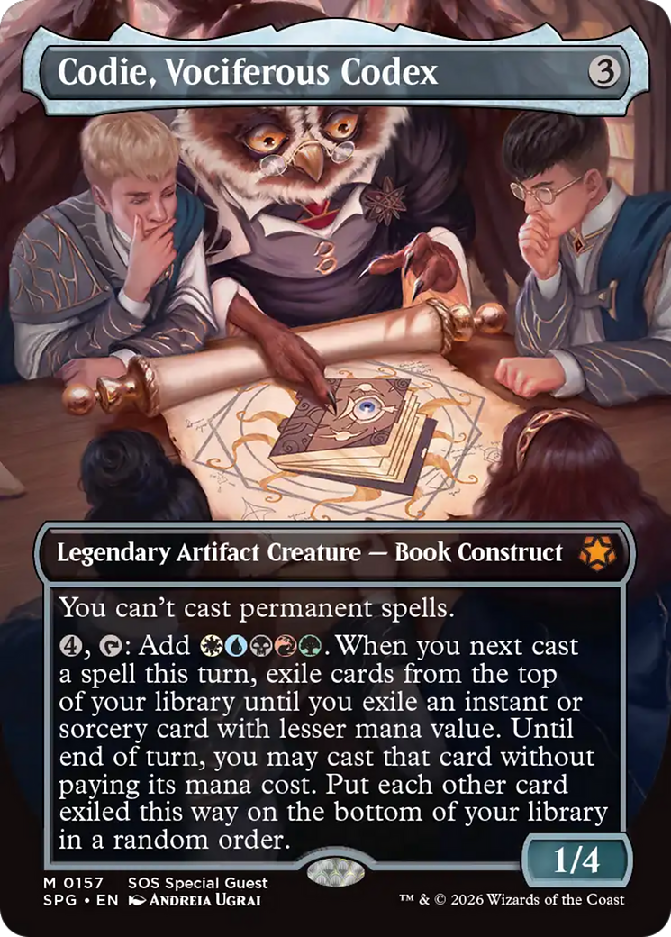 Codie, Vociferous Codex (Borderless) [Secrets of Strixhaven Special Guests] - The Mythic Store | 24h Order Processing