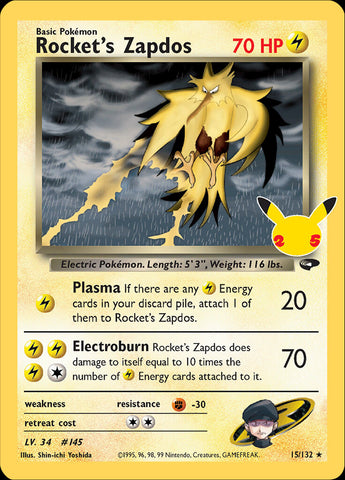 Rocket's Zapdos (15/132) [Celebrations: 25th Anniversary - Classic Collection] - The Mythic Store | 24h Order Processing