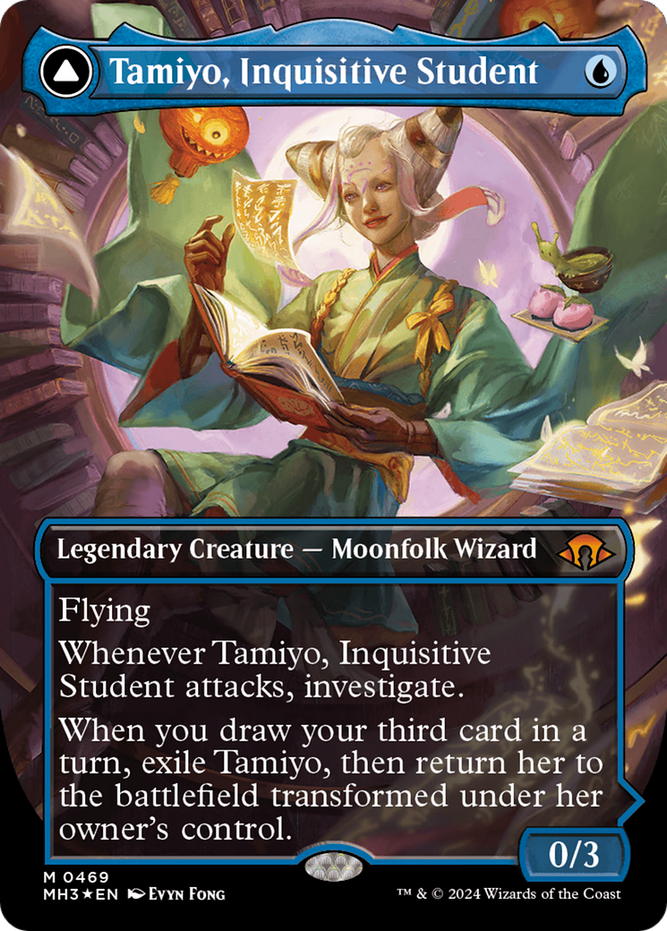 Tamiyo, Inquisitive Student // Tamiyo, Seasoned Scholar (Borderless) (Textured Foil) [Modern Horizons 3] - The Mythic Store | 24h Order Processing