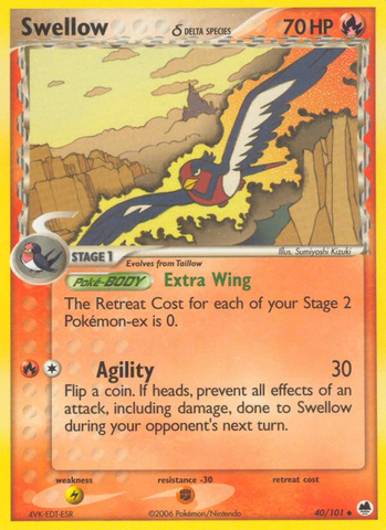 Swellow (40/101) (Delta Species) [EX: Dragon Frontiers] - The Mythic Store | 24h Order Processing