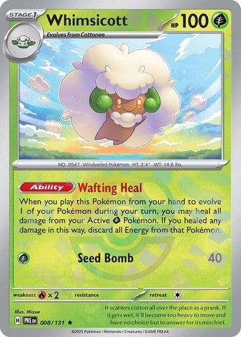 Whimsicott (008/131) (Master Ball Pattern) [Scarlet & Violet: Prismatic Evolutions] - The Mythic Store | 24h Order Processing