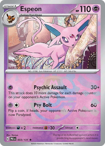 Espeon (033/131) (Master Ball Pattern) [Scarlet & Violet: Prismatic Evolutions] - The Mythic Store | 24h Order Processing