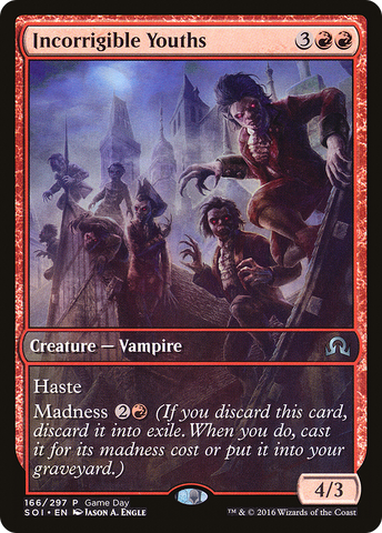 Incorrigible Youths (Game Day) (Extended Art) [Shadows over Innistrad Promos] - The Mythic Store | 24h Order Processing