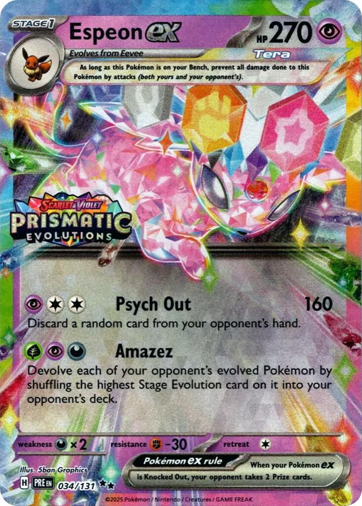 Espeon ex (034/131) (Prismatic Evolutions Stamp) [Scarlet & Violet: Prismatic Evolutions] - The Mythic Store | 24h Order Processing