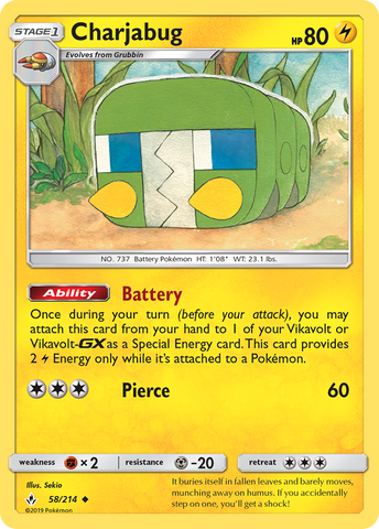 Charjabug (58/214) [Sun & Moon: Unbroken Bonds] - The Mythic Store | 24h Order Processing