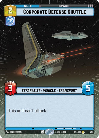 Corporate Defense Shuttle (793) (Hyperspace Foil) (793) [Jump to Lightspeed] - The Mythic Store | 24h Order Processing