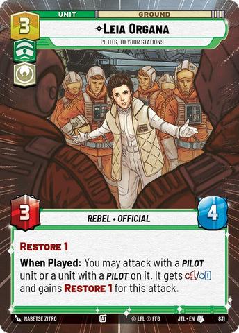 Leia Organa - Pilots, To Your Stations (831) (Hyperspace Foil) (831) [Jump to Lightspeed] - The Mythic Store | 24h Order Processing