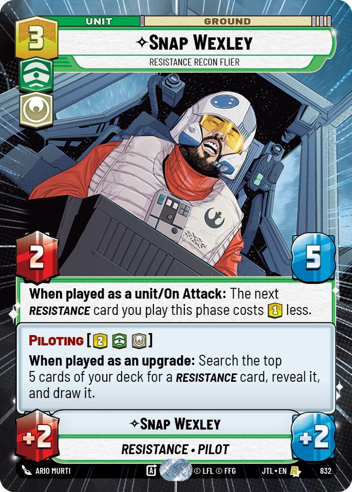 Snap Wexley - Resistance Recon Flier (832) (Hyperspace Foil) (832) [Jump to Lightspeed] - The Mythic Store | 24h Order Processing