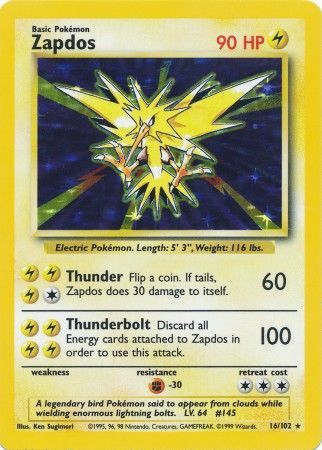 Zapdos (16/102) [Base Set Unlimited] - The Mythic Store | 24h Order Processing