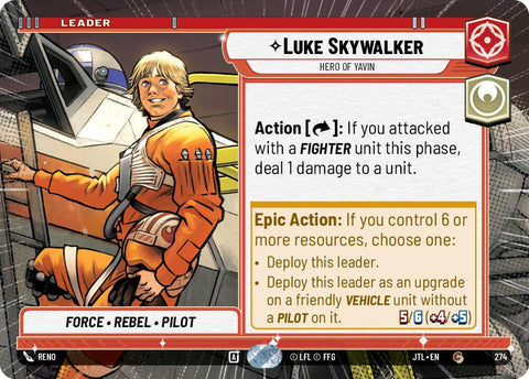 Luke Skywalker - Hero of Yavin (274) (Hyperspace) (274) [Jump to Lightspeed] - The Mythic Store | 24h Order Processing
