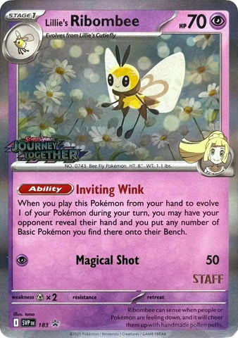 Lillie's Ribombee (183) (Prerelease Staff) [Scarlet & Violet: Black Star Promos] - The Mythic Store | 24h Order Processing