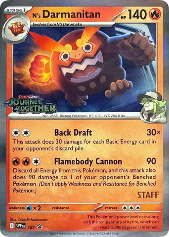 N's Darmanitan (181) (Prerelease Staff) [Scarlet & Violet: Black Star Promos] - The Mythic Store | 24h Order Processing