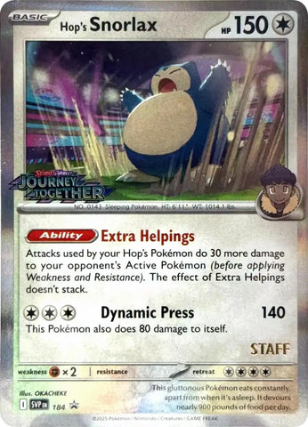 Hop's Snorlax (184) (Prerelease Staff) [Scarlet & Violet: Black Star Promos] - The Mythic Store | 24h Order Processing