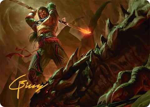 Sarkhan's Resolve Art Card (18/54) (Gold-Stamped Signature) [Tarkir: Dragonstorm Art Series] - The Mythic Store | 24h Order Processing