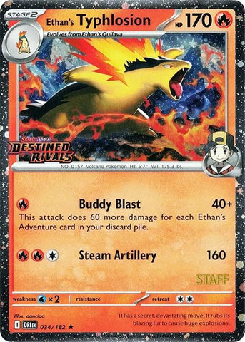 Ethan's Typhlosion (034/182) (Prerelease Staff) [Scarlet & Violet: Destined Rivals] - The Mythic Store | 24h Order Processing