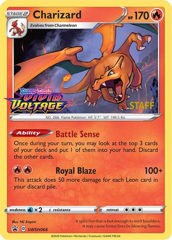 Charizard (SWSH066) (Staff Prerelease Promo) [Sword & Shield: Black Star Promos] - The Mythic Store | 24h Order Processing
